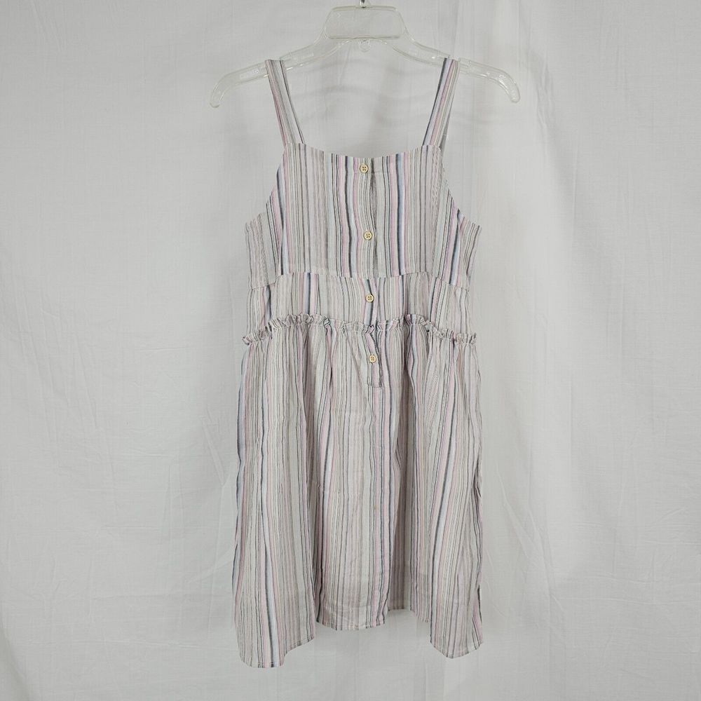 Vignette Multicolor Striped Spring Summer Dress Button Up Sleeveless Girls Sz 12